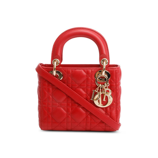 Christian Dior Red Cannage Leather Mini Lady Dior Bag Rovelle Bags