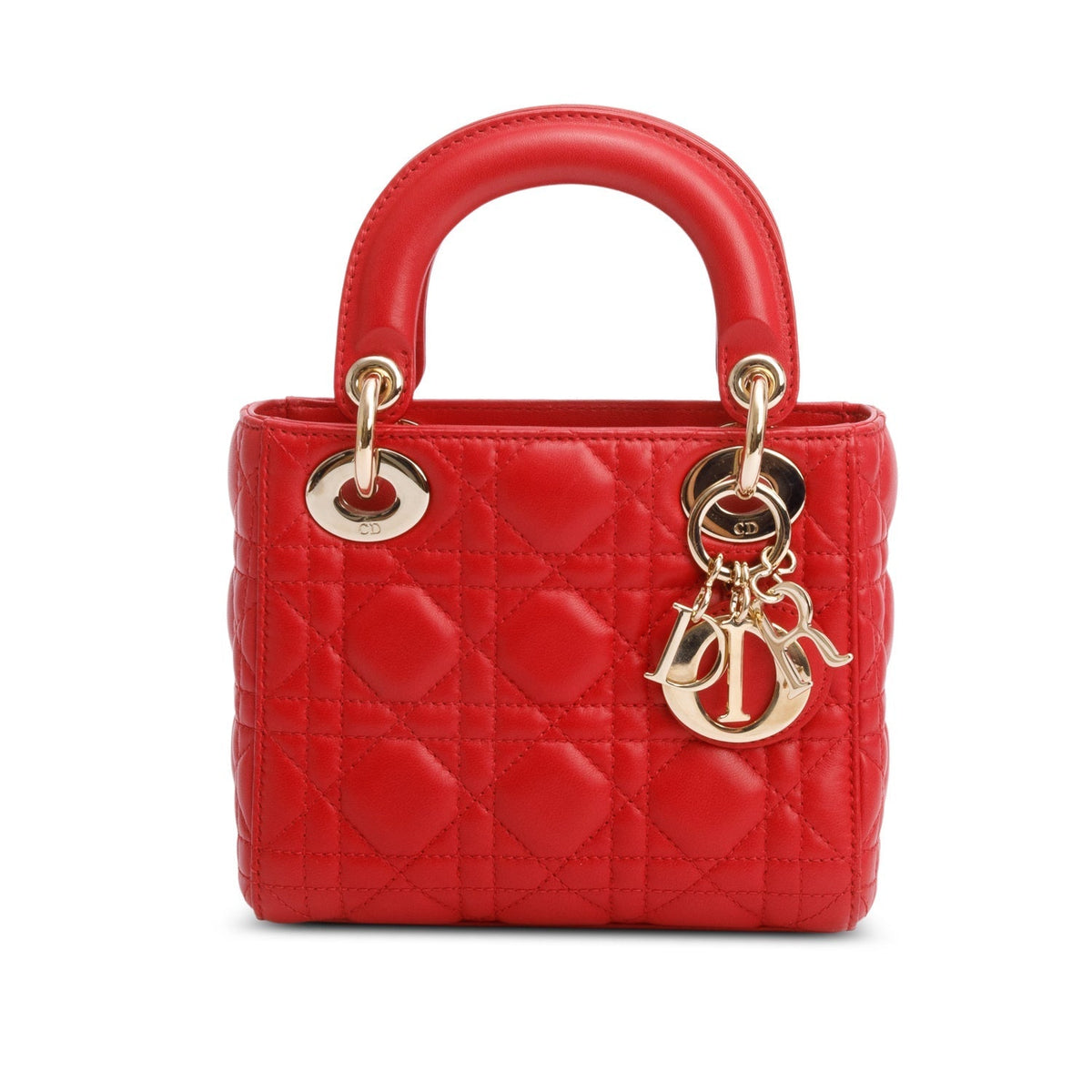 Christian Dior Red Cannage Leather Mini Lady Dior Bag Rovelle Bags