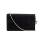 Christian Dior Black Cannage Satin Lady Dior Chain Pouch Rovelle Bags