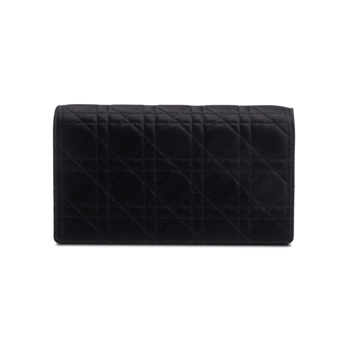 Christian Dior Black Cannage Satin Lady Dior Chain Pouch Rovelle Bags