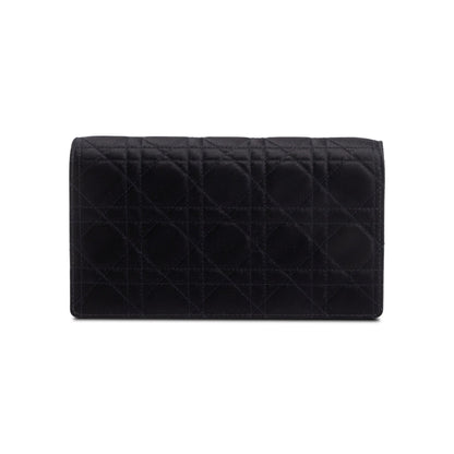 Christian Dior Black Cannage Satin Lady Dior Chain Pouch Rovelle Bags