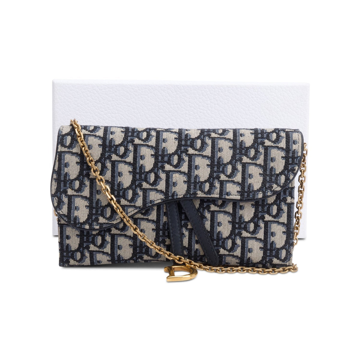 Christian Dior Oblique Jacquard Saddle Pouch with Chain Rovelle Bags