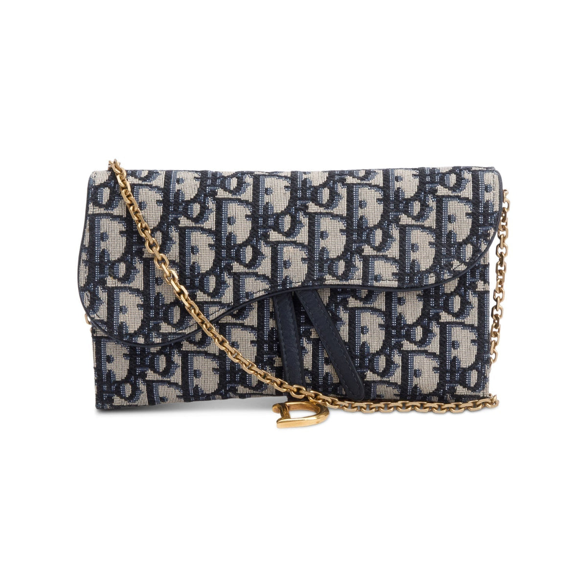 Christian Dior Oblique Jacquard Saddle Pouch with Chain Rovelle Bags