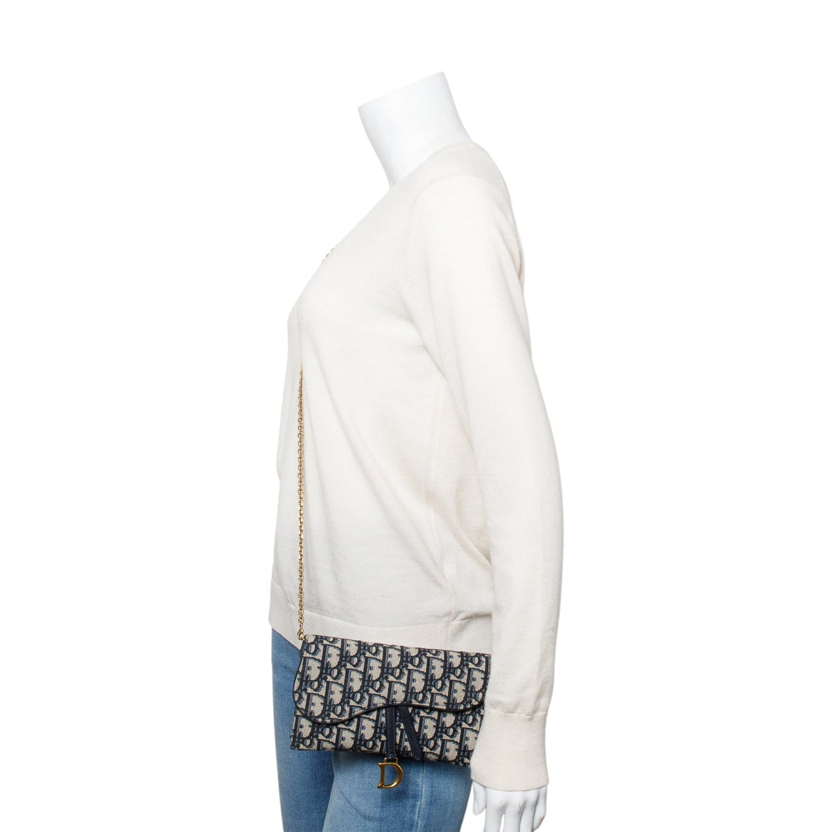 Christian Dior Oblique Jacquard Saddle Pouch with Chain Rovelle Bags