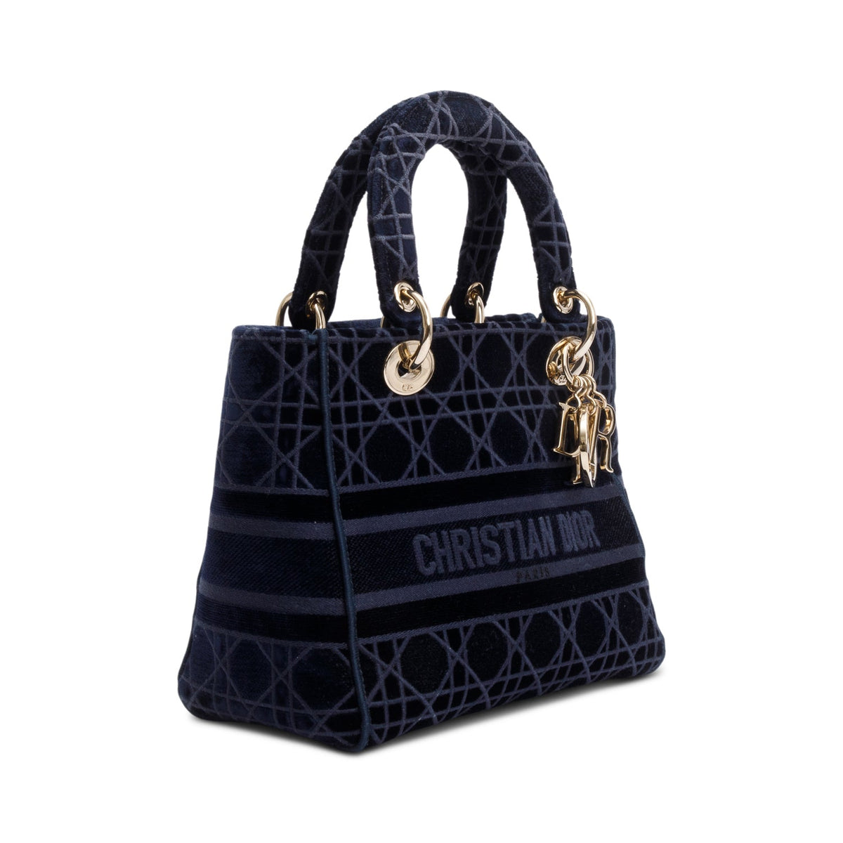 Christian Dior 2020 Navy Toile De Jouy Embroidery Medium Lady D-Lite Bag Rovelle Bags