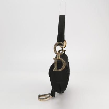 Dior Saddle Mini Silk Handbag Black with crystals Rovelle Bags