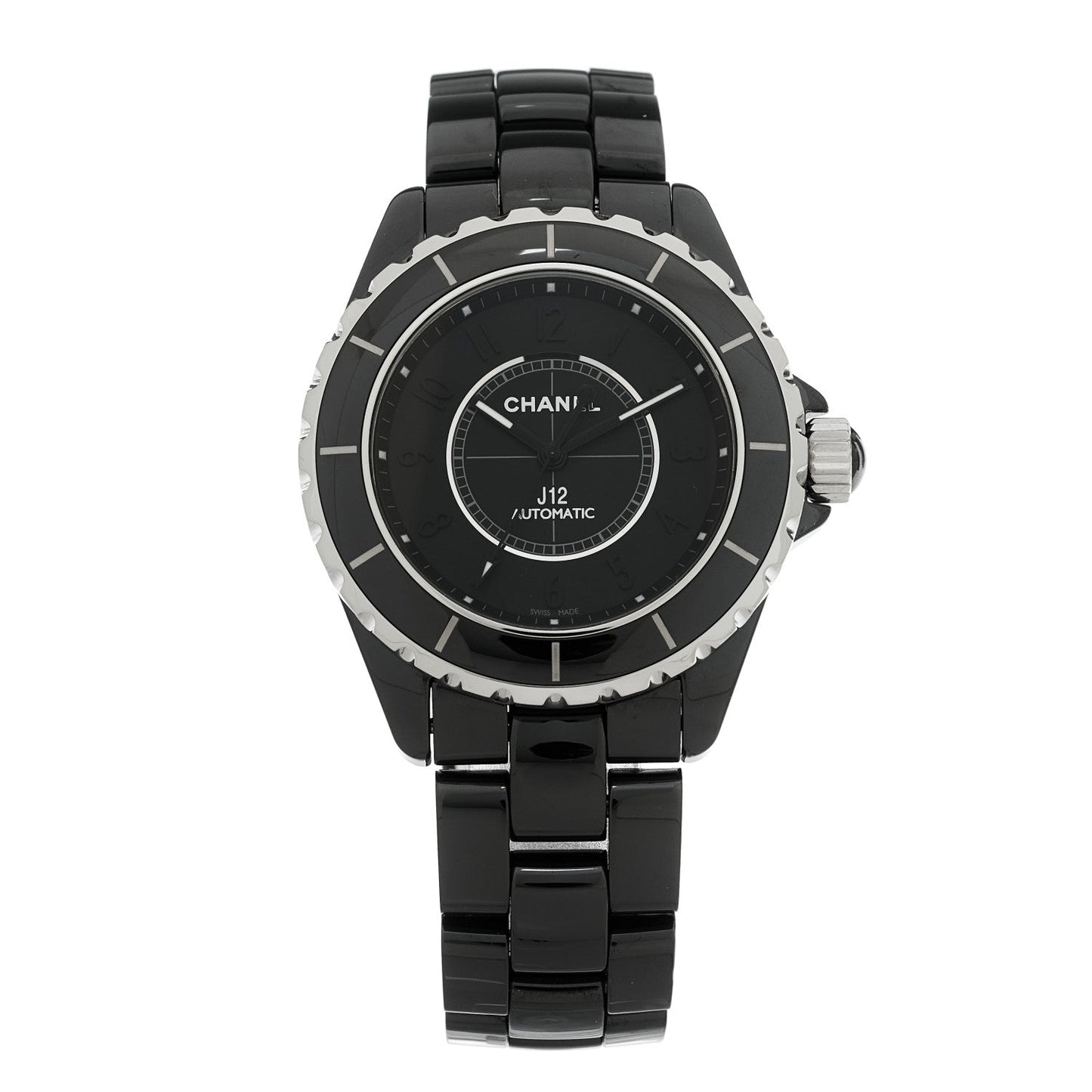 Stainless Steel Ceramic 38mm J12 Phantom Automatic Watch Black