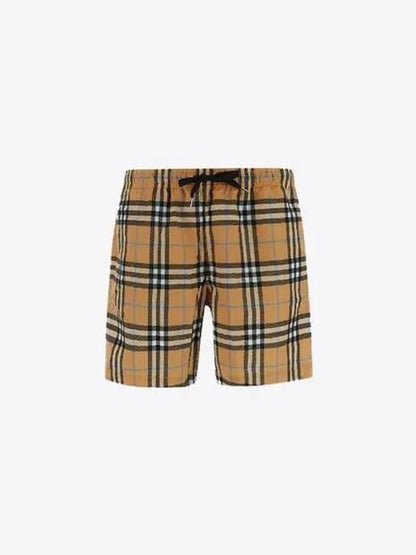 Luxury Burberry Check Drawstring Swim Shorts Orange