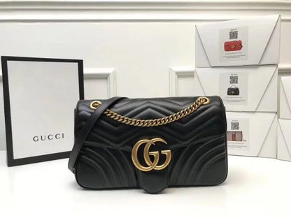 Gucci GG Marmont Matelass茅 Shoulder Bag Black