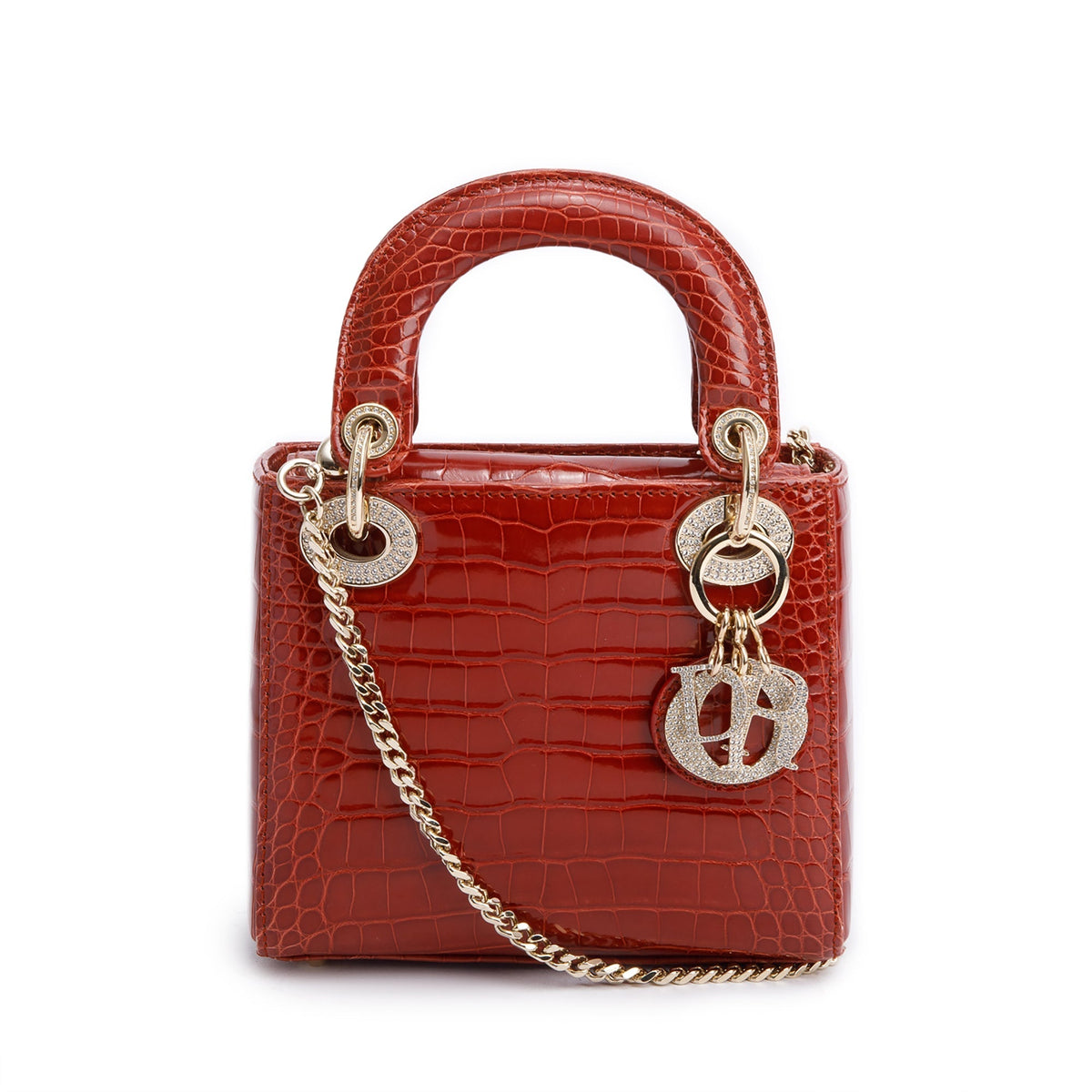 Christian Dior Red Crocodile Crystal Embellished Mini Lady Dior Bag Rovelle Bags