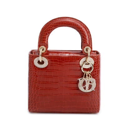 Christian Dior Red Crocodile Crystal Embellished Mini Lady Dior Bag Rovelle Bags