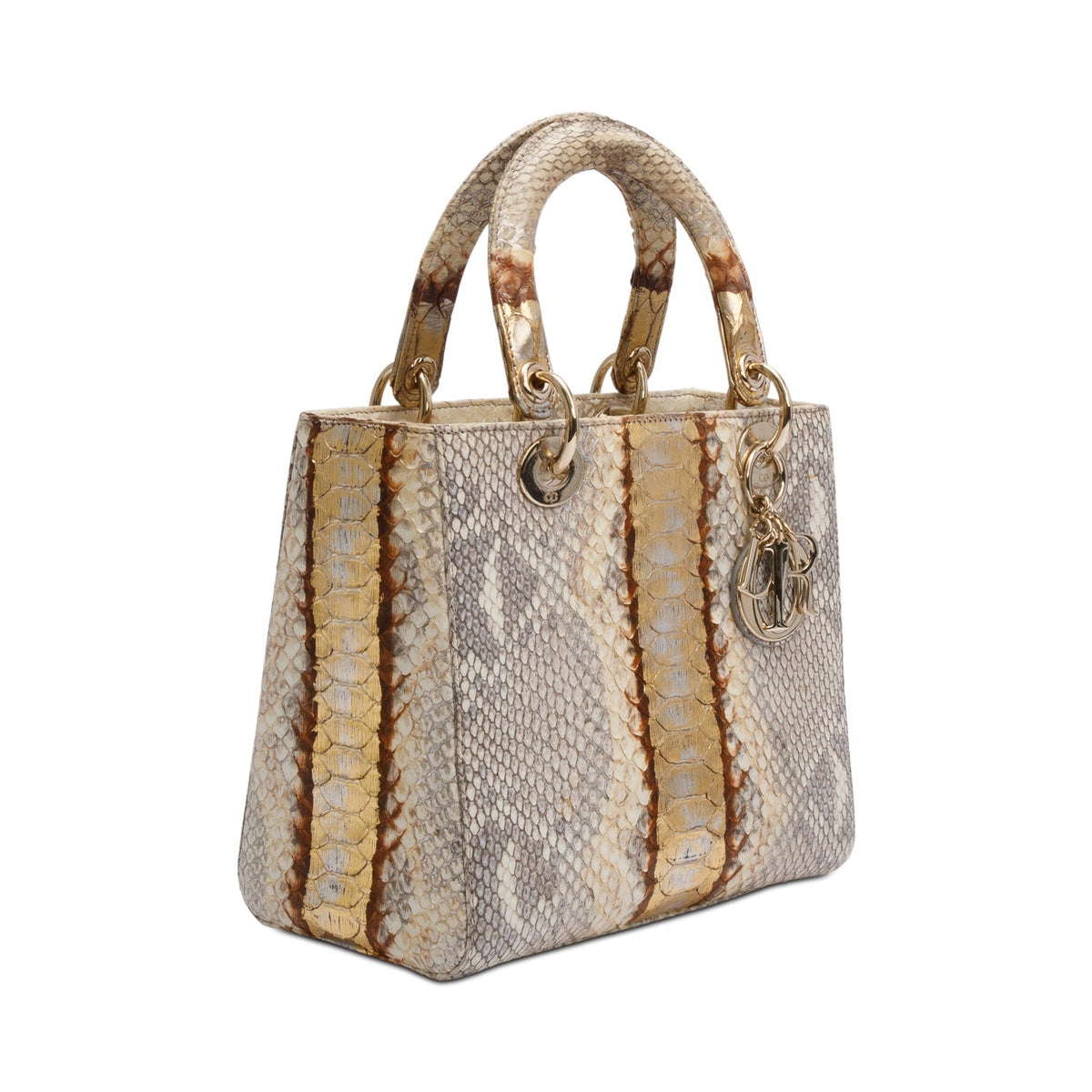 Christian Dior Gold Royal Python Medium Lady Dior Bag Rovelle Bags
