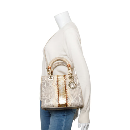 Christian Dior Gold Royal Python Medium Lady Dior Bag Rovelle Bags