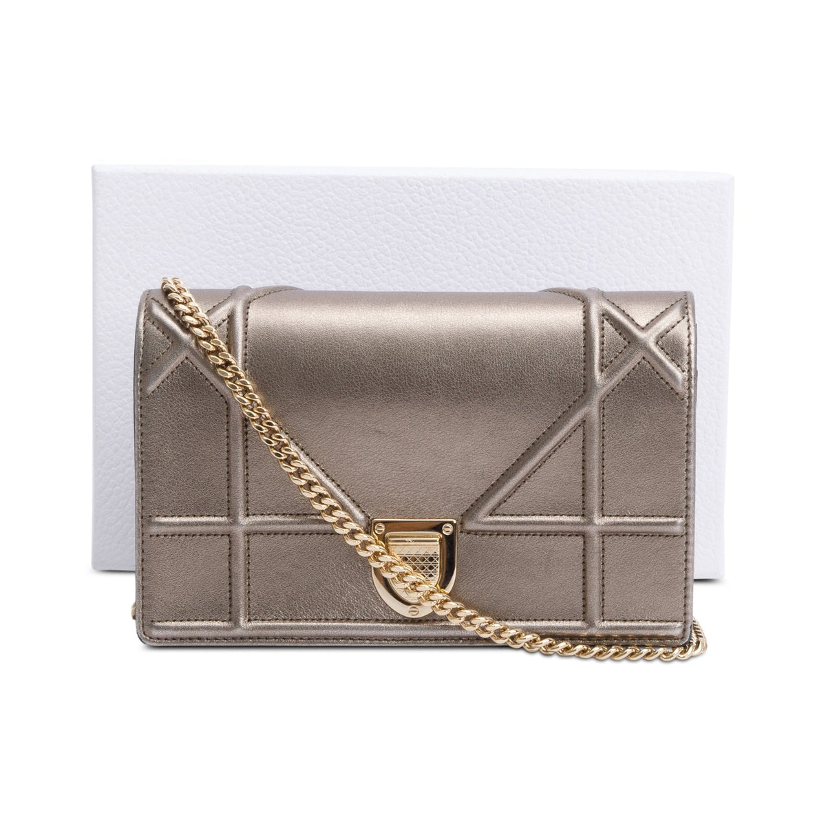 Christian Dior Metallic Gold Diorama Wallet on Chain Rovelle Bags