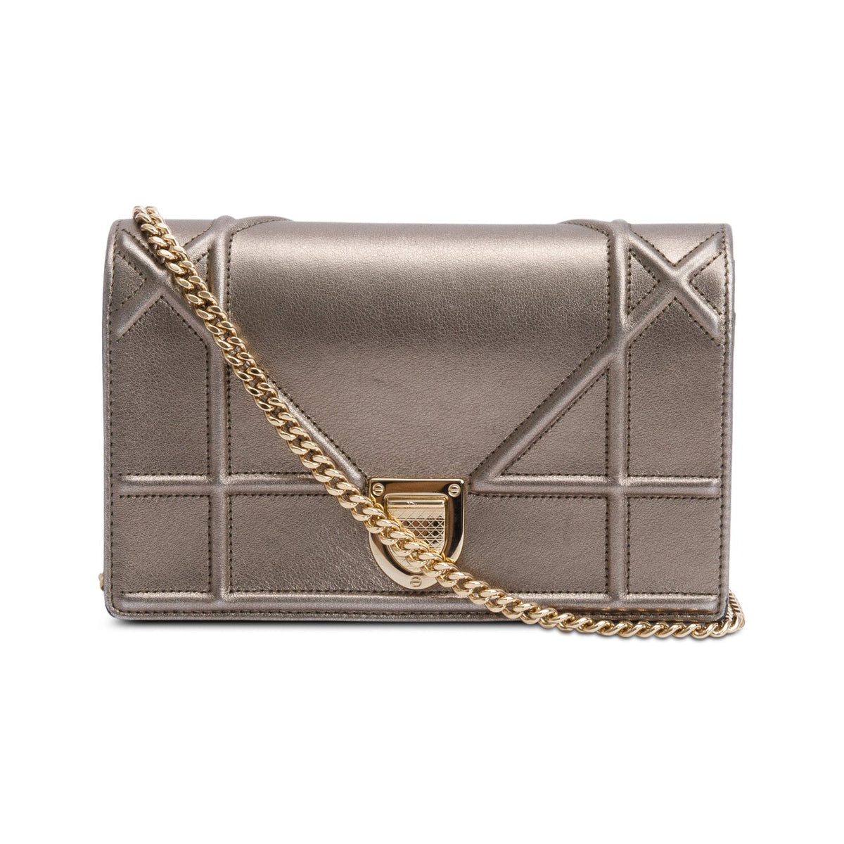Christian Dior Metallic Gold Diorama Wallet on Chain Rovelle Bags