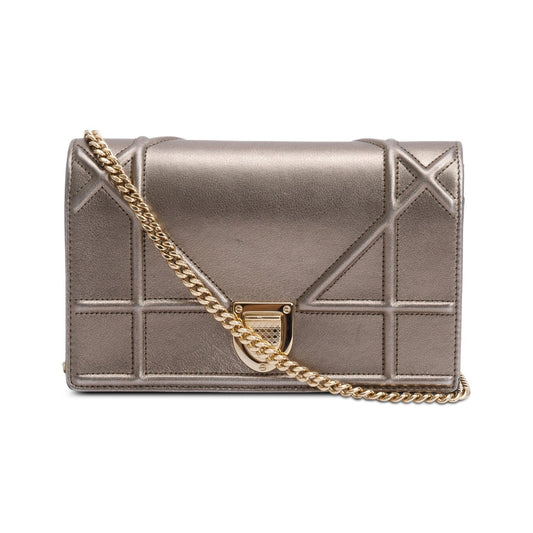 Christian Dior Metallic Gold Diorama Wallet on Chain Rovelle Bags