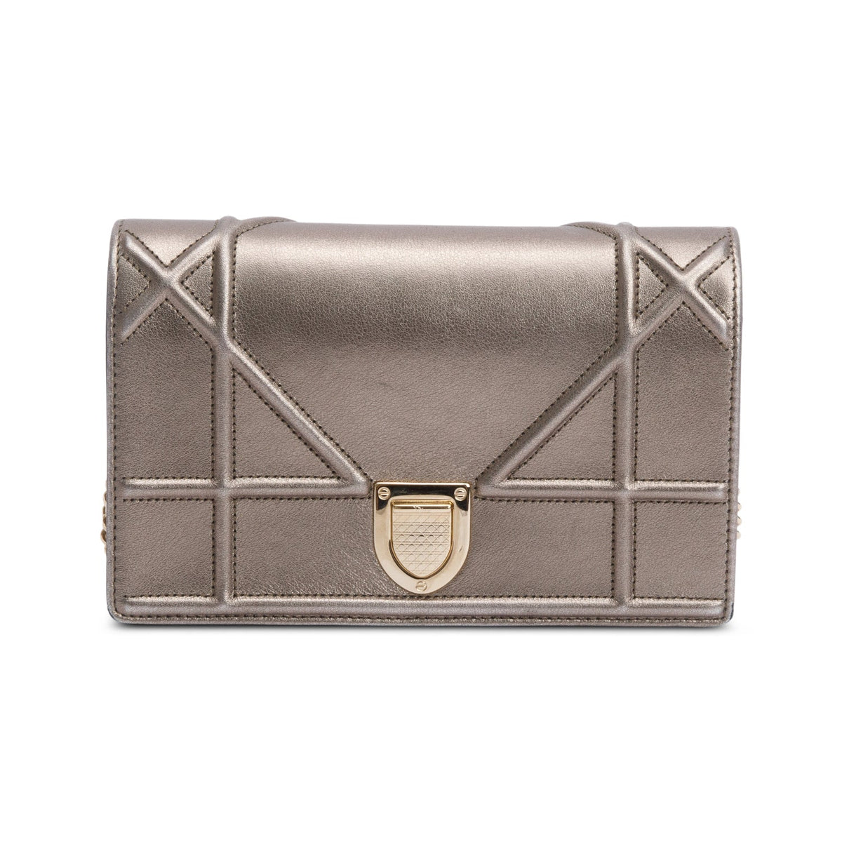 Christian Dior Metallic Gold Diorama Wallet on Chain Rovelle Bags