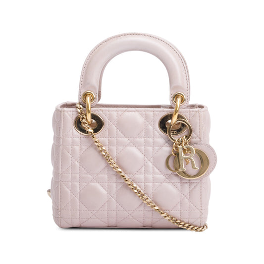 Christian Dior 2020 Pink Cannage Leather Mini Lady Dior Bag Rovelle Bags
