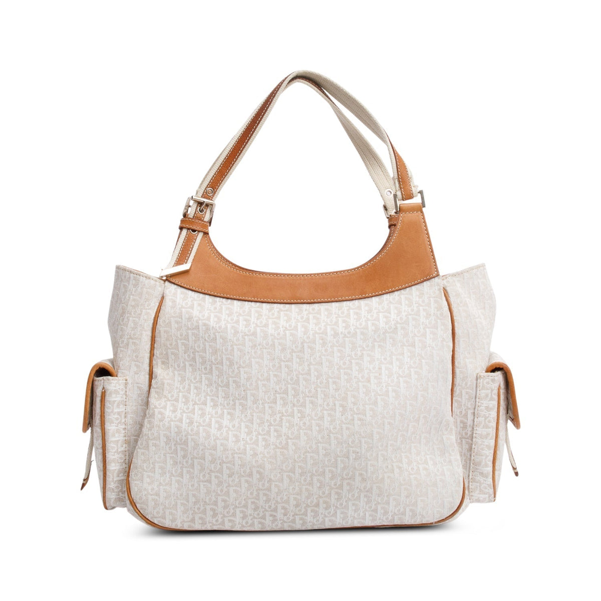 Christian Dior White Diorissimo Tan Leather Multi-Pocket Tote Rovelle Bags