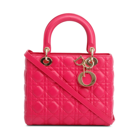 Christian Dior Pink Cannage Lambskin Leather Medium Lady Dior Bag Rovelle Bags