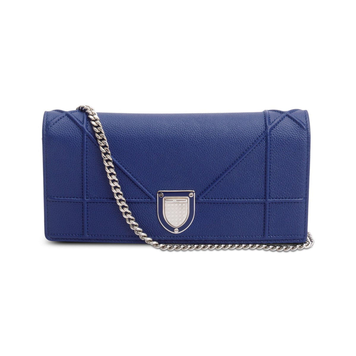 Christian Dior Blue Grained Calfskin Leather Diorama Croisiere Wallet on Chain Rovelle Bags