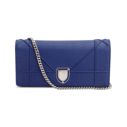 Christian Dior Blue Grained Calfskin Leather Diorama Croisiere Wallet on Chain Rovelle Bags