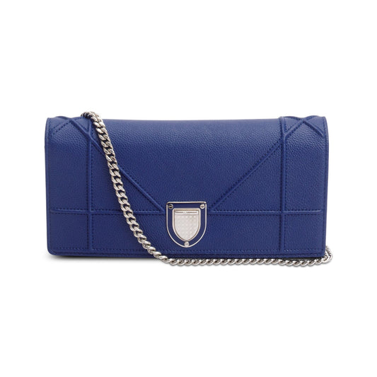 Christian Dior Blue Grained Calfskin Leather Diorama Croisiere Wallet on Chain Rovelle Bags