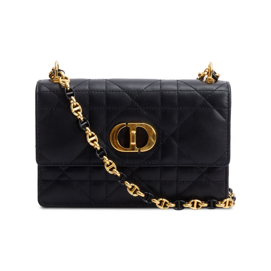 Christian Dior 2023 Black Macrocannage Lambskin Leather Mini Miss Caro Bag Rovelle Bags