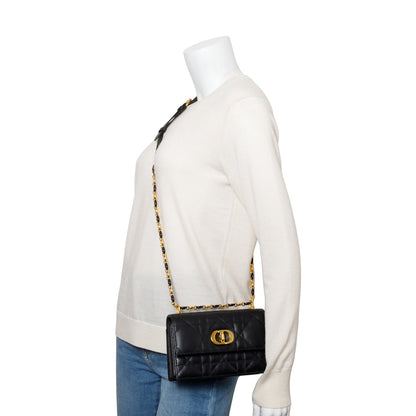 Christian Dior 2023 Black Macrocannage Lambskin Leather Mini Miss Caro Bag Rovelle Bags