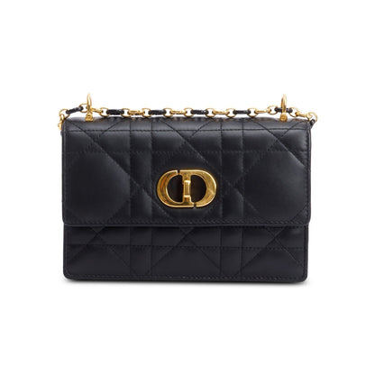 Christian Dior 2023 Black Macrocannage Lambskin Leather Mini Miss Caro Bag Rovelle Bags