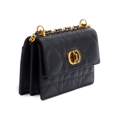 Christian Dior 2023 Black Macrocannage Lambskin Leather Mini Miss Caro Bag Rovelle Bags