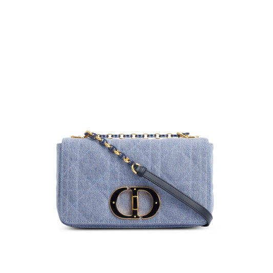 Christian Dior 2022 Blue Macrocannage Denim Medium Dior Caro Bag Rovelle Bags