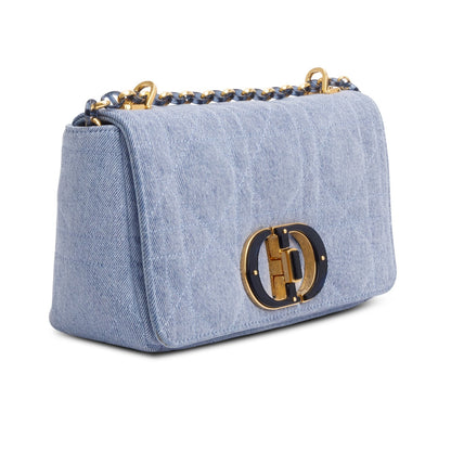 Christian Dior 2022 Blue Macrocannage Denim Medium Dior Caro Bag Rovelle Bags