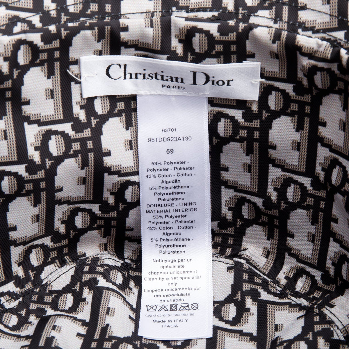 Christian Dior Black Cotton Teddy-D Reversible Small Brim Bucket Hat Rovelle Bags