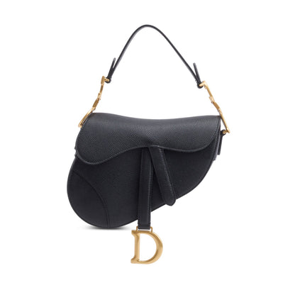 Christian Dior Black Grained Calfskin Leather Mini Saddle Bag Rovelle Bags