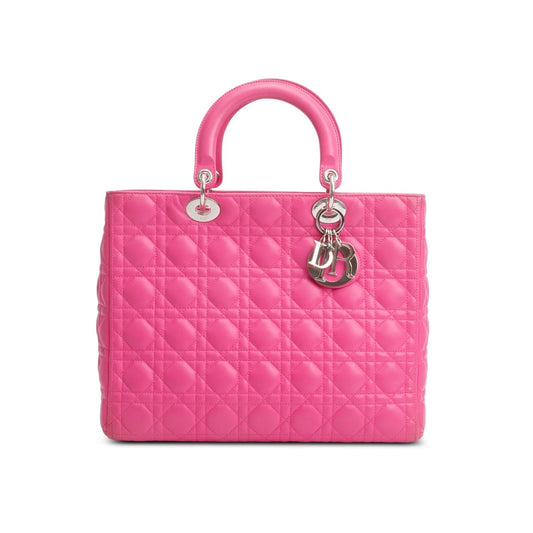 Christian Dior Pink Cannage Leather Large Lady Dior Bag Rovelle Bags