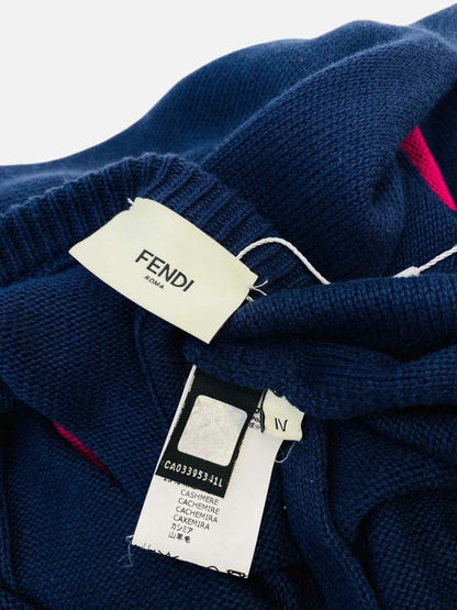 FENDI Knitted Navy w/ Pink Print Size One Size Coat Rovelle Bags