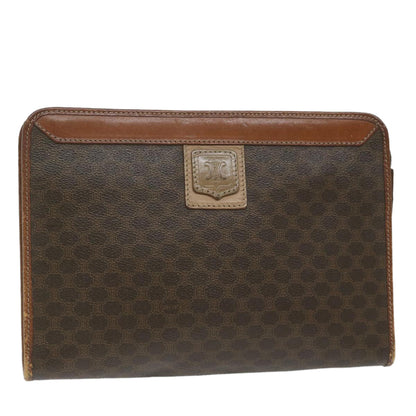 Luxury CELINE Macadam Canvas Clutch Bag PVC Leather Brown 61892