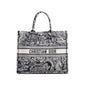 Christian Dior 2022 Large Ecru and Blue Toile de Jouy Embroidery Canvas Book Tote Rovelle Bags