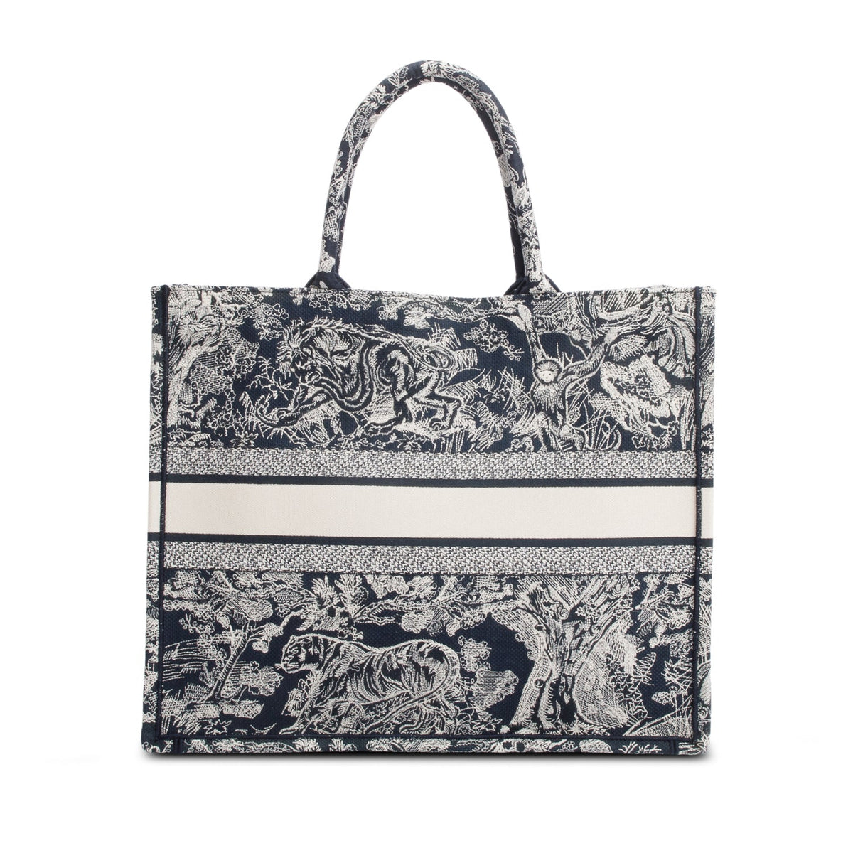 Christian Dior 2022 Large Ecru and Blue Toile de Jouy Embroidery Canvas Book Tote Rovelle Bags