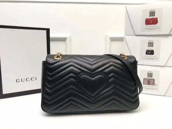 Gucci GG Marmont Matelass茅 Shoulder Bag Black