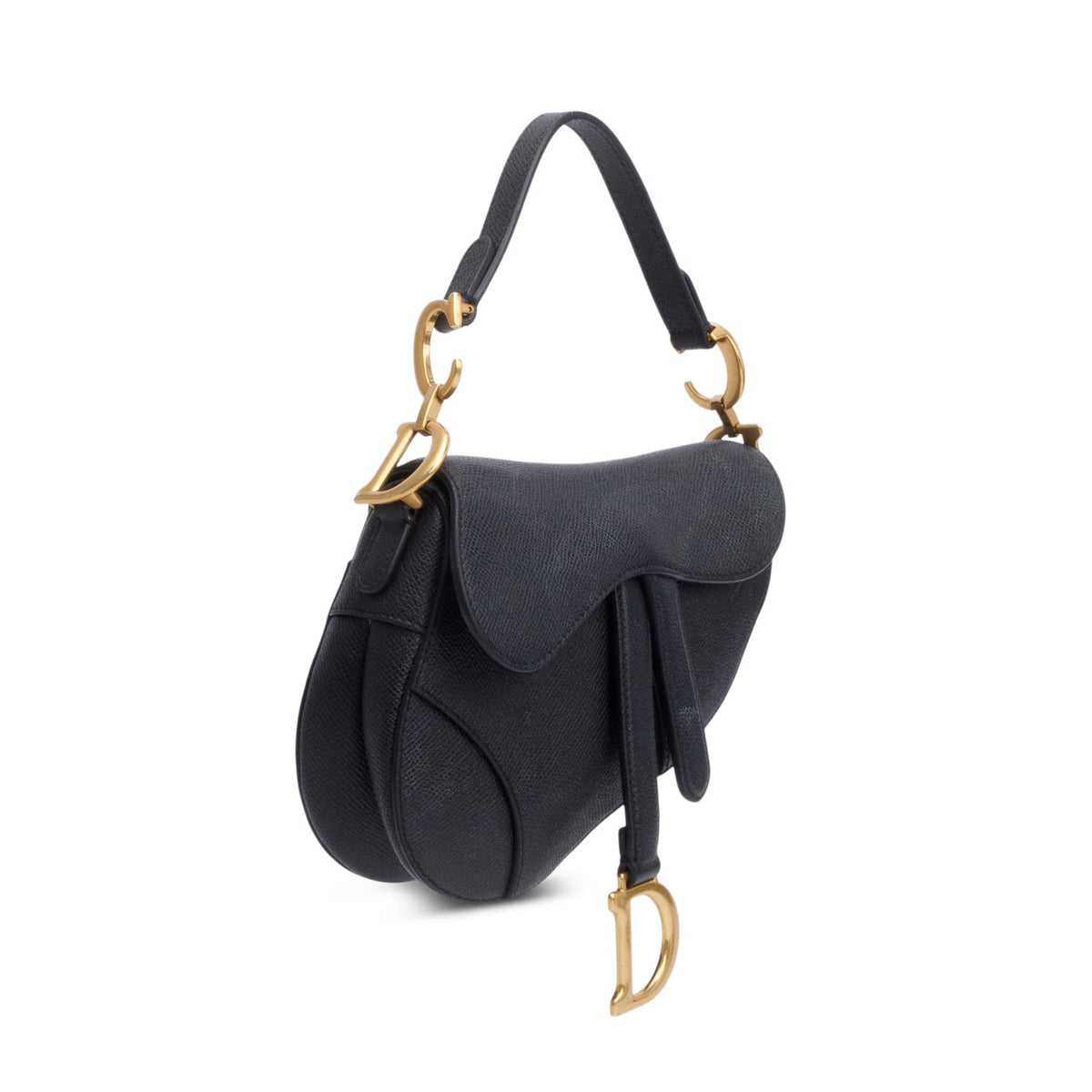 Christian Dior Black Grained Calfskin Leather Mini Saddle Bag Rovelle Bags