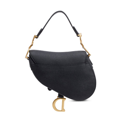 Christian Dior Black Grained Calfskin Leather Mini Saddle Bag Rovelle Bags