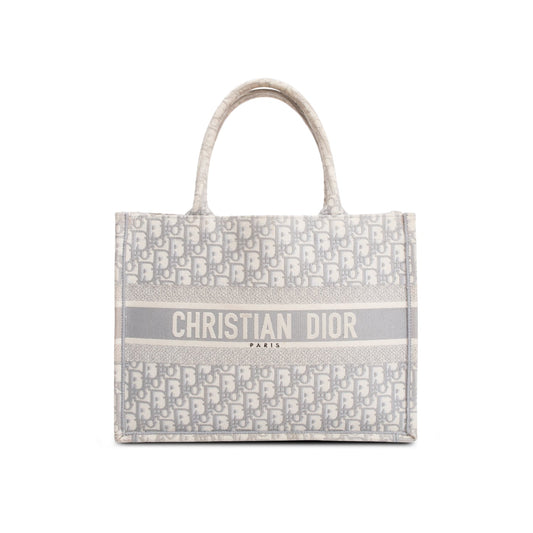 Christian Dior 2020 Grey Oblique Embossed Leather Medium Book Tote Rovelle Bags