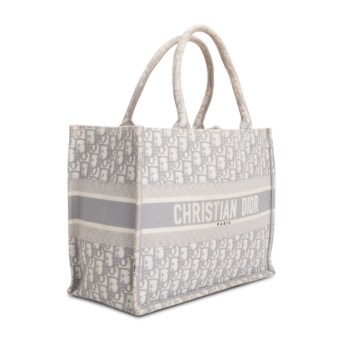 Christian Dior 2020 Grey Oblique Embossed Leather Medium Book Tote Rovelle Bags