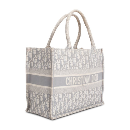 Christian Dior 2020 Grey Oblique Embossed Leather Medium Book Tote Rovelle Bags