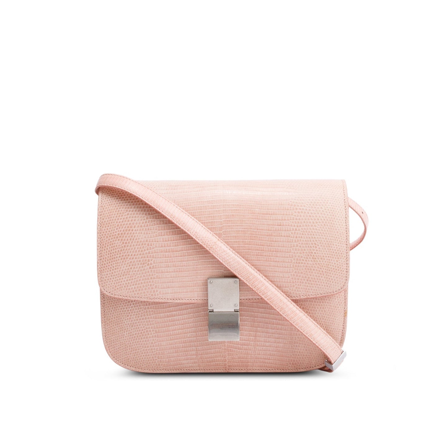 Celine Pink Lizard Medium Classic Box Flap Bag