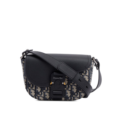 Christian Dior 2024 Black Calfskin Leather Oblique Mini Saddle Messenger Bag Rovelle Bags
