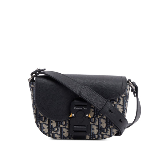 Christian Dior 2024 Black Calfskin Leather Oblique Mini Saddle Messenger Bag Rovelle Bags