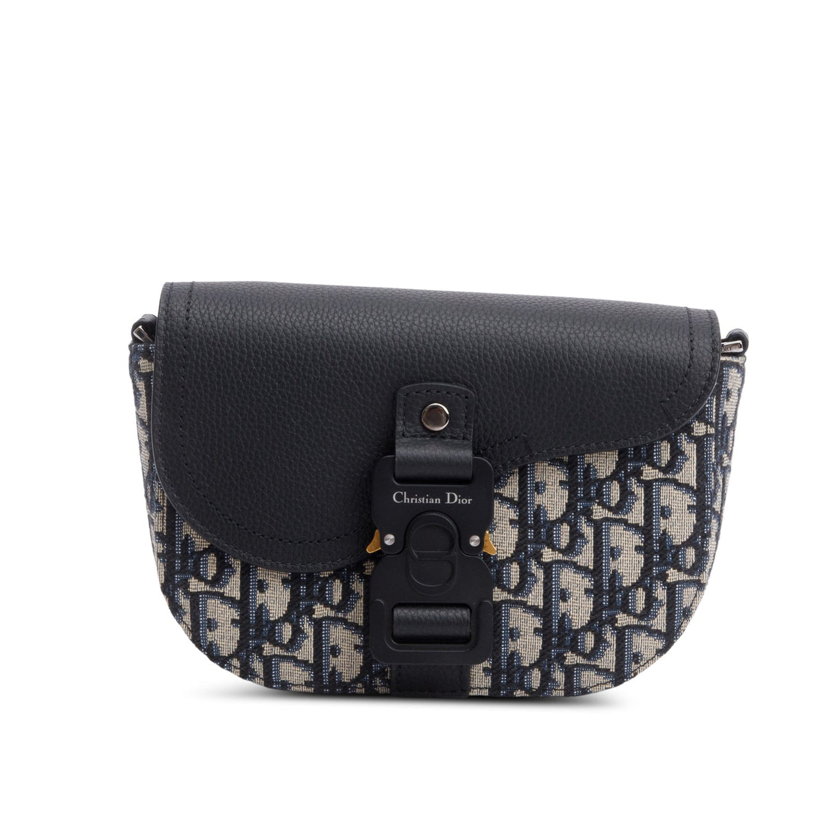 Christian Dior 2024 Black Calfskin Leather Oblique Mini Saddle Messenger Bag Rovelle Bags